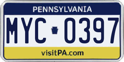 PA license plate MYC0397