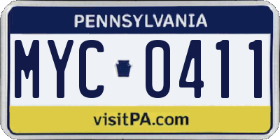 PA license plate MYC0411