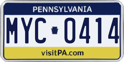 PA license plate MYC0414