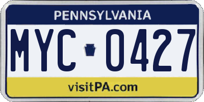 PA license plate MYC0427