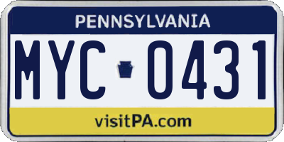 PA license plate MYC0431