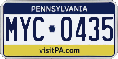 PA license plate MYC0435