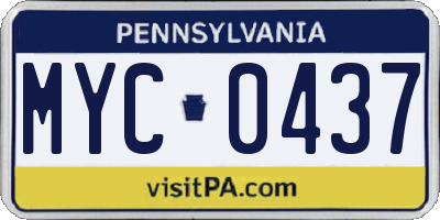PA license plate MYC0437