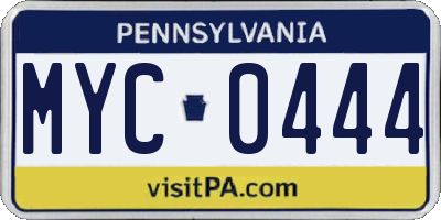 PA license plate MYC0444