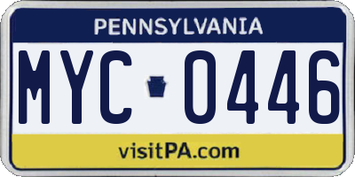 PA license plate MYC0446