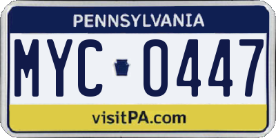 PA license plate MYC0447