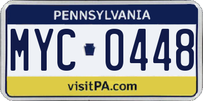 PA license plate MYC0448