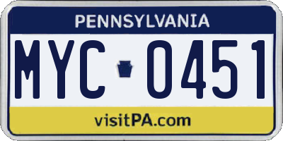 PA license plate MYC0451