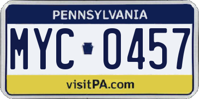 PA license plate MYC0457