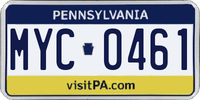 PA license plate MYC0461