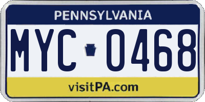 PA license plate MYC0468