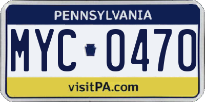 PA license plate MYC0470