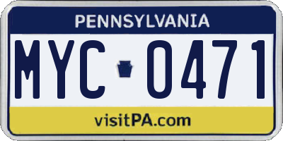 PA license plate MYC0471