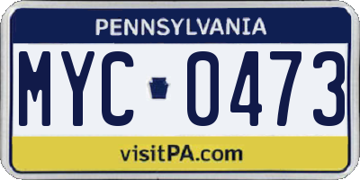 PA license plate MYC0473