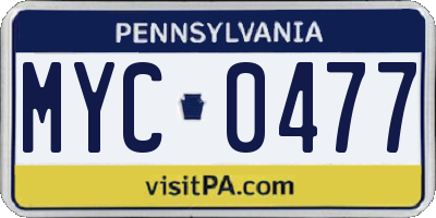 PA license plate MYC0477