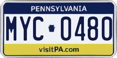 PA license plate MYC0480