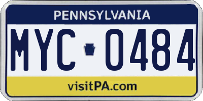 PA license plate MYC0484