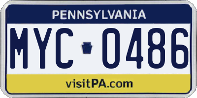 PA license plate MYC0486