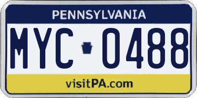 PA license plate MYC0488