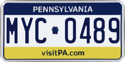 PA license plate MYC0489
