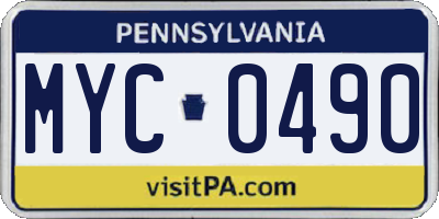 PA license plate MYC0490