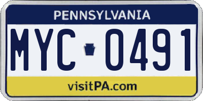 PA license plate MYC0491