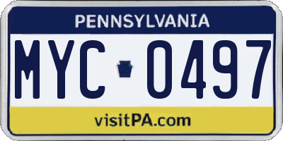 PA license plate MYC0497