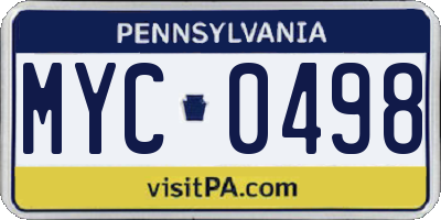 PA license plate MYC0498