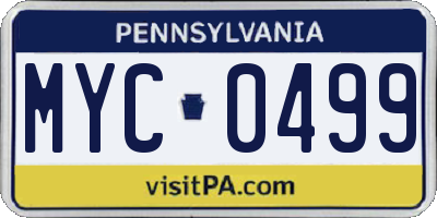 PA license plate MYC0499