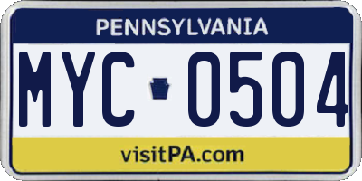 PA license plate MYC0504