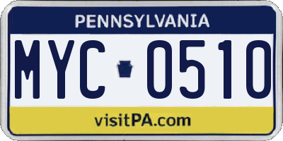 PA license plate MYC0510