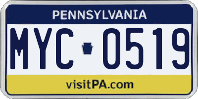 PA license plate MYC0519