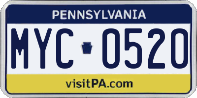 PA license plate MYC0520