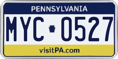 PA license plate MYC0527