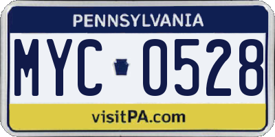PA license plate MYC0528