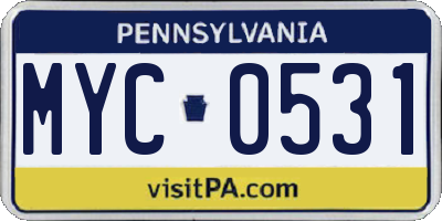 PA license plate MYC0531
