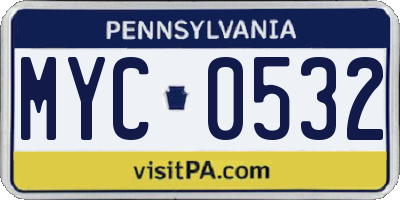 PA license plate MYC0532
