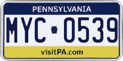 PA license plate MYC0539