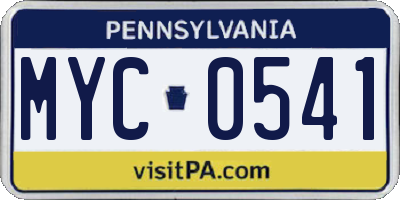 PA license plate MYC0541