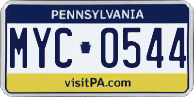 PA license plate MYC0544