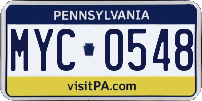PA license plate MYC0548