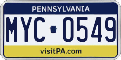 PA license plate MYC0549