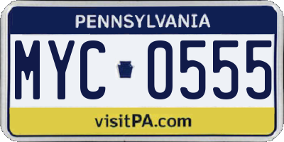PA license plate MYC0555