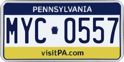 PA license plate MYC0557