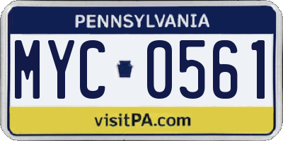 PA license plate MYC0561