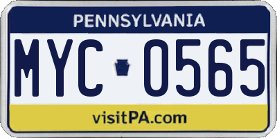 PA license plate MYC0565