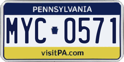 PA license plate MYC0571
