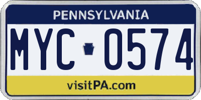 PA license plate MYC0574