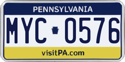PA license plate MYC0576