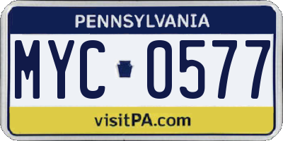 PA license plate MYC0577